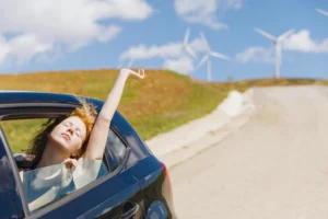 Driver on the road in El Centro California with auto insurance coverage